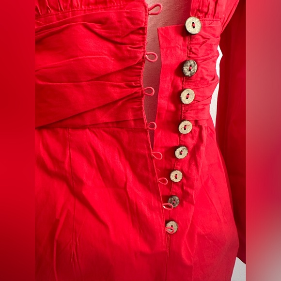 Free People Feeling Fabulous Mini Red Dress V neck NWT Size M - Picture 6 of 8